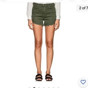 L’AGENCE High Rise Khaki Green Cut off Ryland Denim Shorts